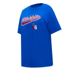 NBA PHILADELPHIA 76ers SCRIPT TAIL WOMEN'S BOYFRIEND TEE (ROYAL BLUE)