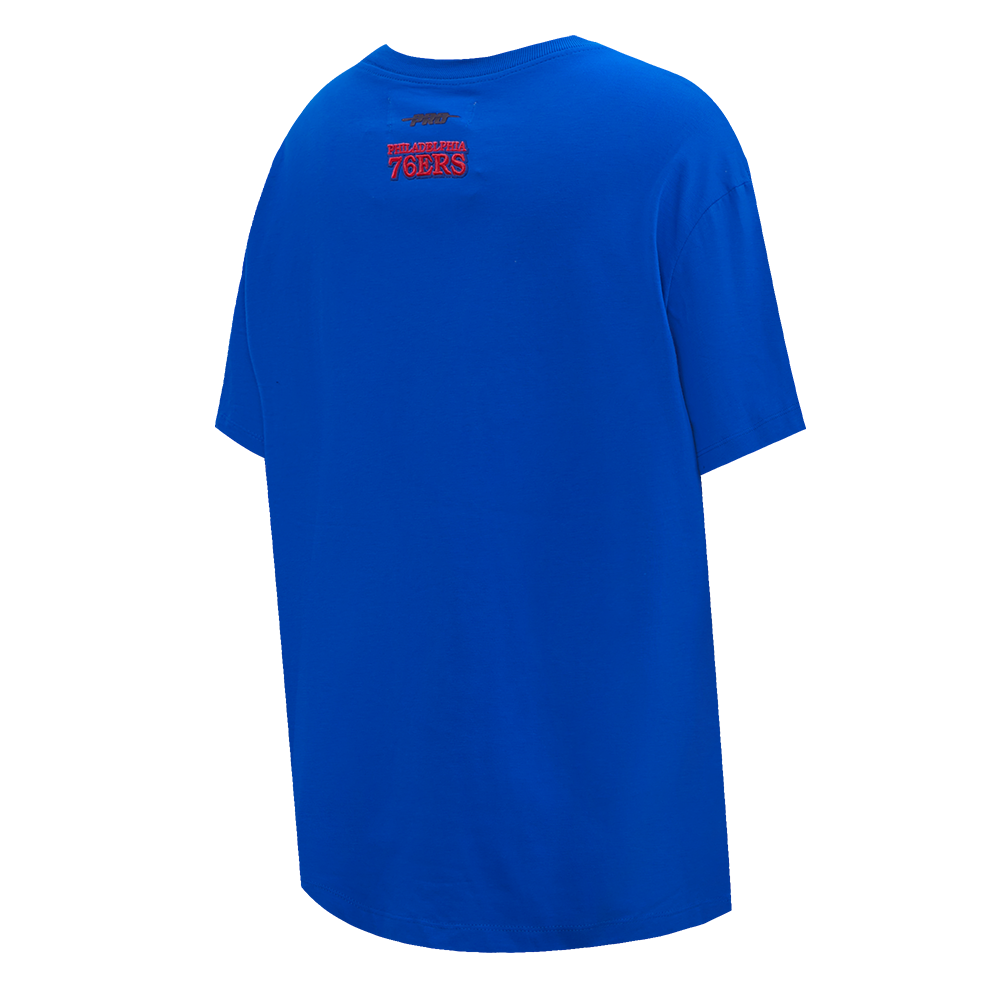 NBA PHILADELPHIA 76ers SCRIPT TAIL WOMEN'S BOYFRIEND TEE (ROYAL BLUE)