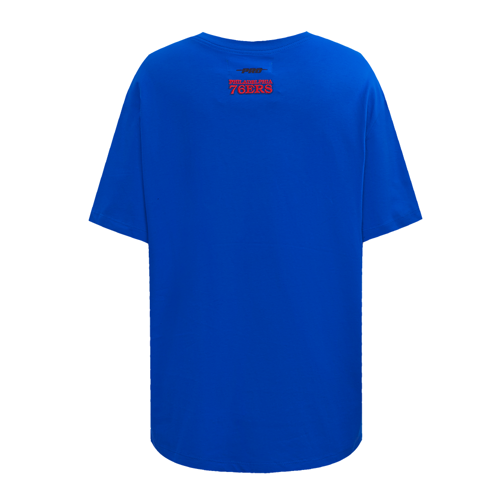 NBA PHILADELPHIA 76ers SCRIPT TAIL WOMEN'S BOYFRIEND TEE (ROYAL BLUE)