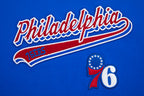 NBA PHILADELPHIA 76ers SCRIPT TAIL WOMEN'S BOYFRIEND TEE (ROYAL BLUE)