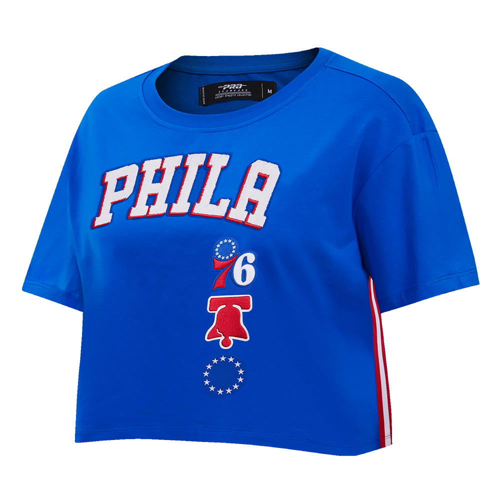 NBA PHILADELPHIA 76ers RETRO CLASSIC SINGLE JERSEY BOXY TEE (ROYAL BLUE)