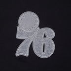NBA PHILADELPHIA 76ERS REVERSE FRENCH TERRY T-SHIRT EN JERSEY SIMPLE À COUPE CARRÉE POUR FEMME (NOIR)