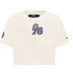 NBA PHILADELPHIA 76ERS REVERSE FRENCH TERRY T-SHIRT EN JERSEY SIMPLE À COUPE CARRÉE POUR FEMME (COQUILLE D'ŒUF)