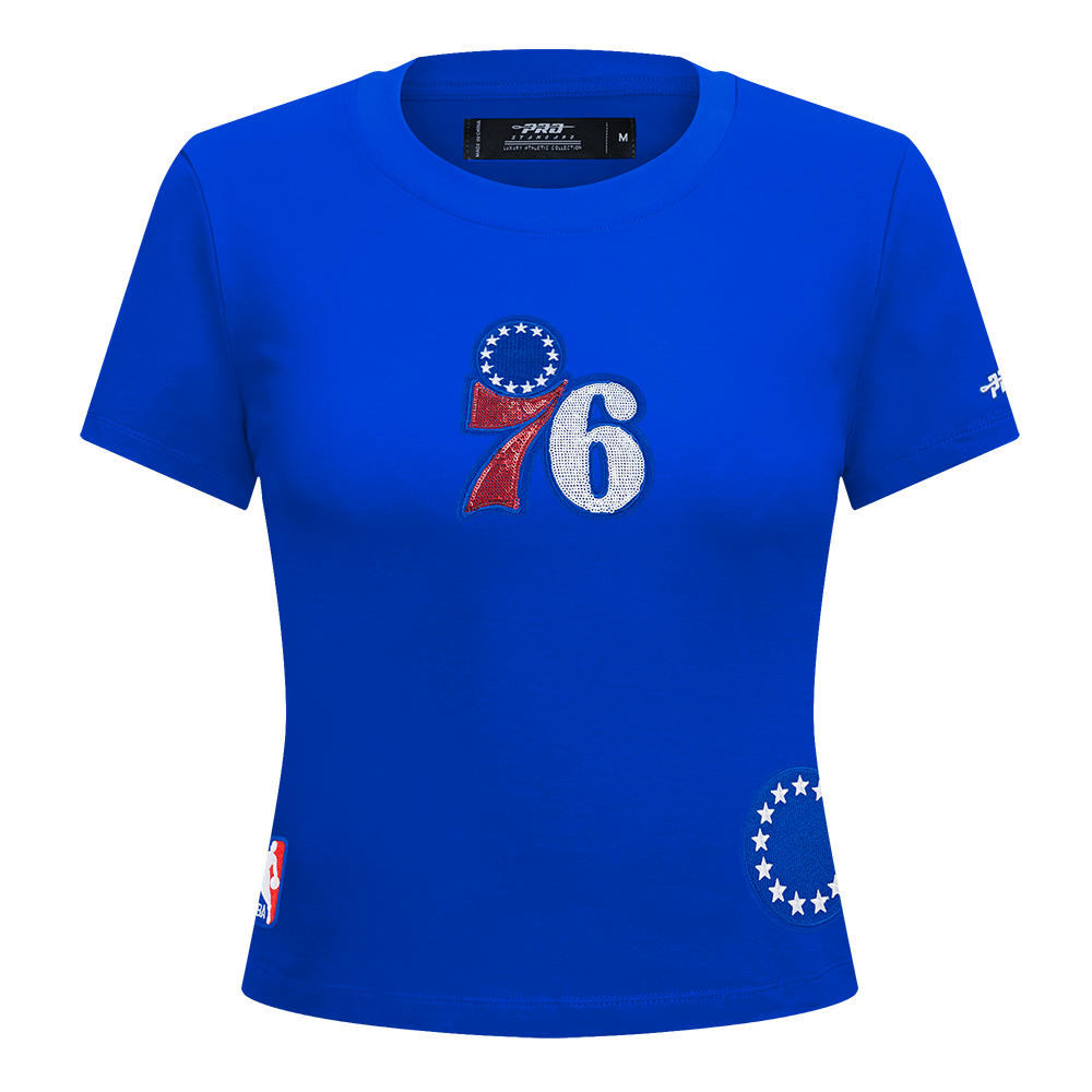 NBA PHILADELPHIA 76ERS GAME DAY CLASSICS T-SHIRT BABY DOLL EN JERSEY SIMPLE POUR FEMME (BLEU ROYAL)
