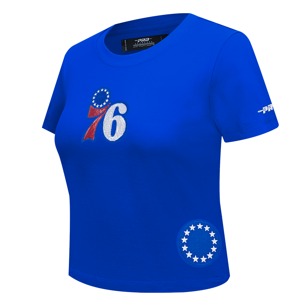 NBA PHILADELPHIA 76ERS GAME DAY CLASSICS T-SHIRT BABY DOLL EN JERSEY SIMPLE POUR FEMME (BLEU ROYAL)