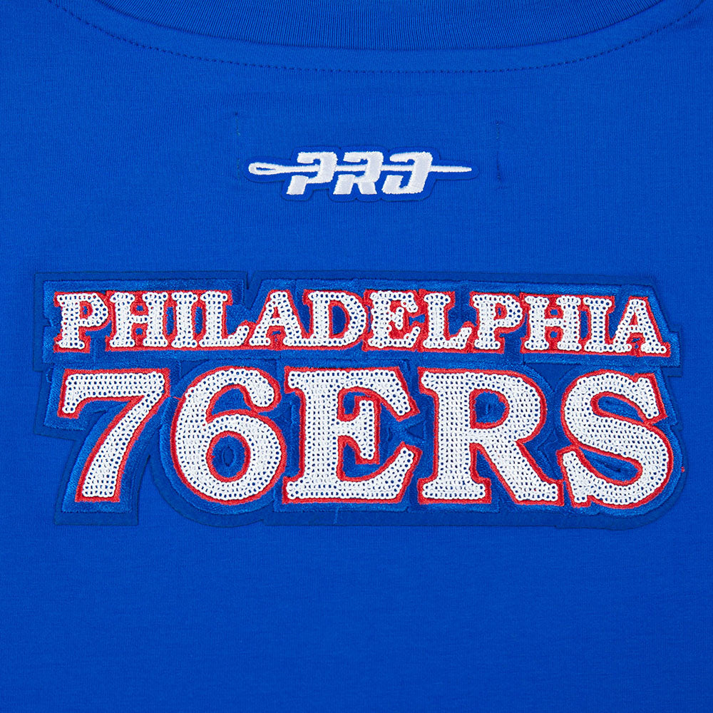 NBA PHILADELPHIA 76ERS GAME DAY CLASSICS T-SHIRT BABY DOLL EN JERSEY SIMPLE POUR FEMME (BLEU ROYAL)
