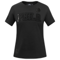 NBA PHILADELPHIA 76ERS TRIPLE BLACK T-SHIRT EN JERSEY SIMPLE À COUPE AJUSTÉE POUR FEMME (TRIPLE NOIR FEMME)