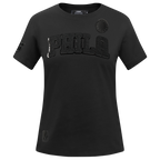 NBA PHILADELPHIA 76ERS TRIPLE BLACK T-SHIRT EN JERSEY SIMPLE À COUPE AJUSTÉE POUR FEMME (TRIPLE NOIR FEMME)