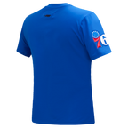 NBA PHILADELPHIA 76ERS CLASSIC T-SHIRT AJUSTÉ EN JERSEY SIMPLE À MANCHES COURTES POUR FEMME (BLEU ROYAL)