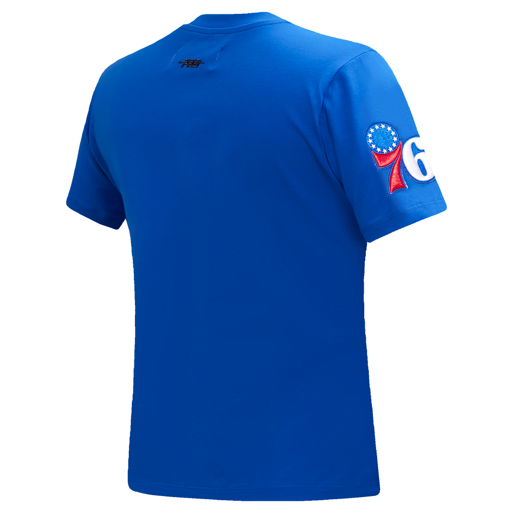 NBA PHILADELPHIA 76ERS CLASSIC T-SHIRT AJUSTÉ EN JERSEY SIMPLE À MANCHES COURTES POUR FEMME (BLEU ROYAL)
