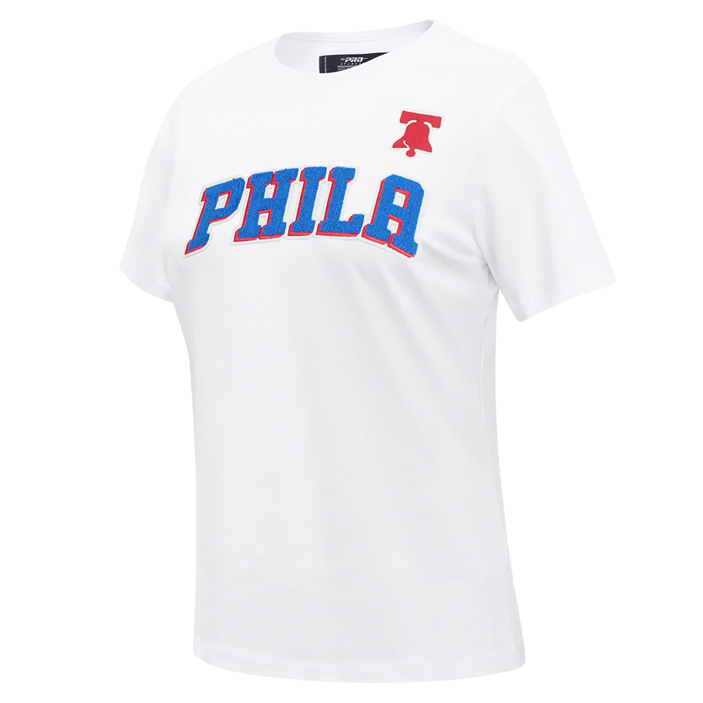 NBA PHILADELPHIA 76ERS CLASSIC SHORT SLEEVE WOMEN'S SINGLE JERSEY SLIM FIT TEE (WHITE)