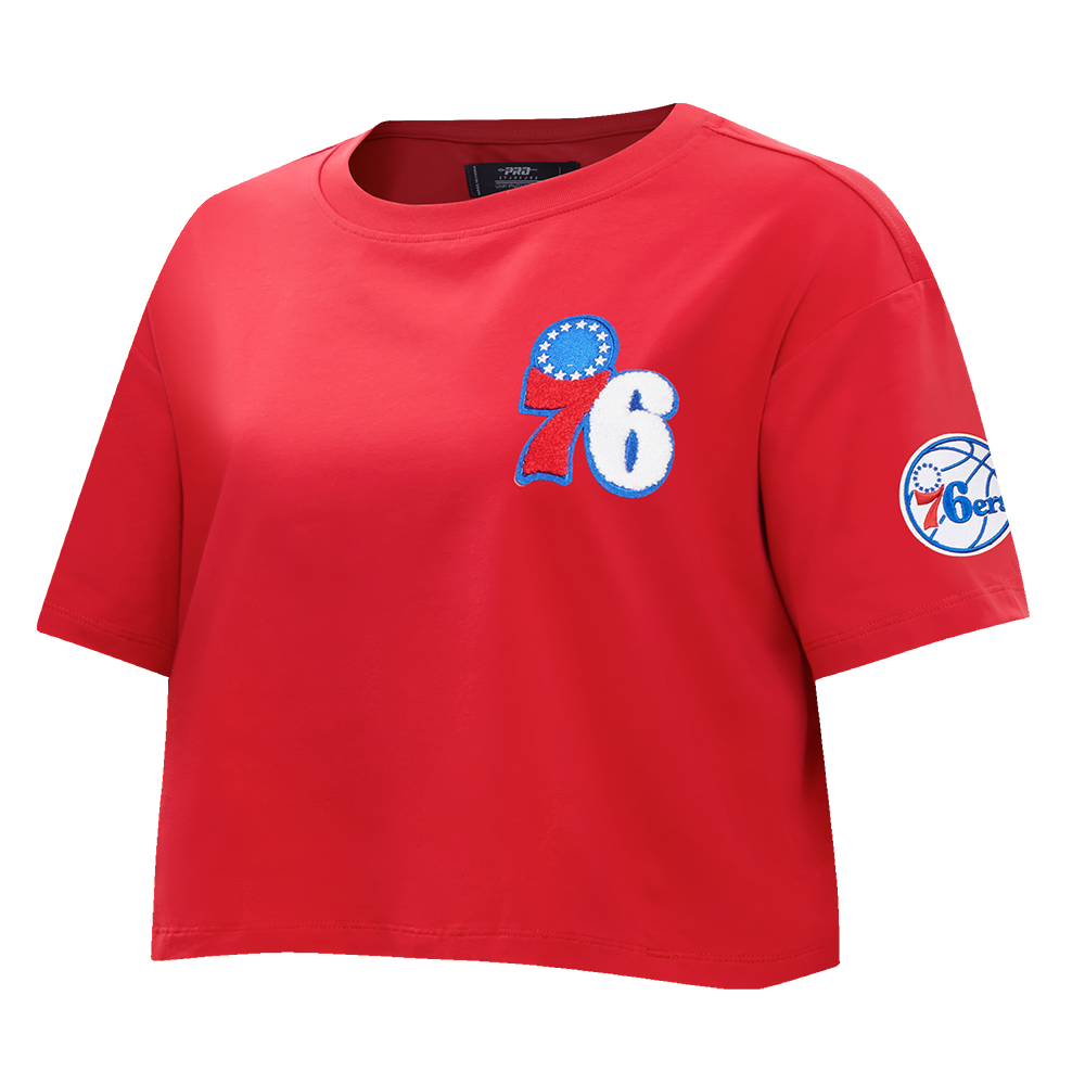 NBA PHILADELPHIA 76ERS CLASSIC WOMEN'S BOXY TEE (RED)