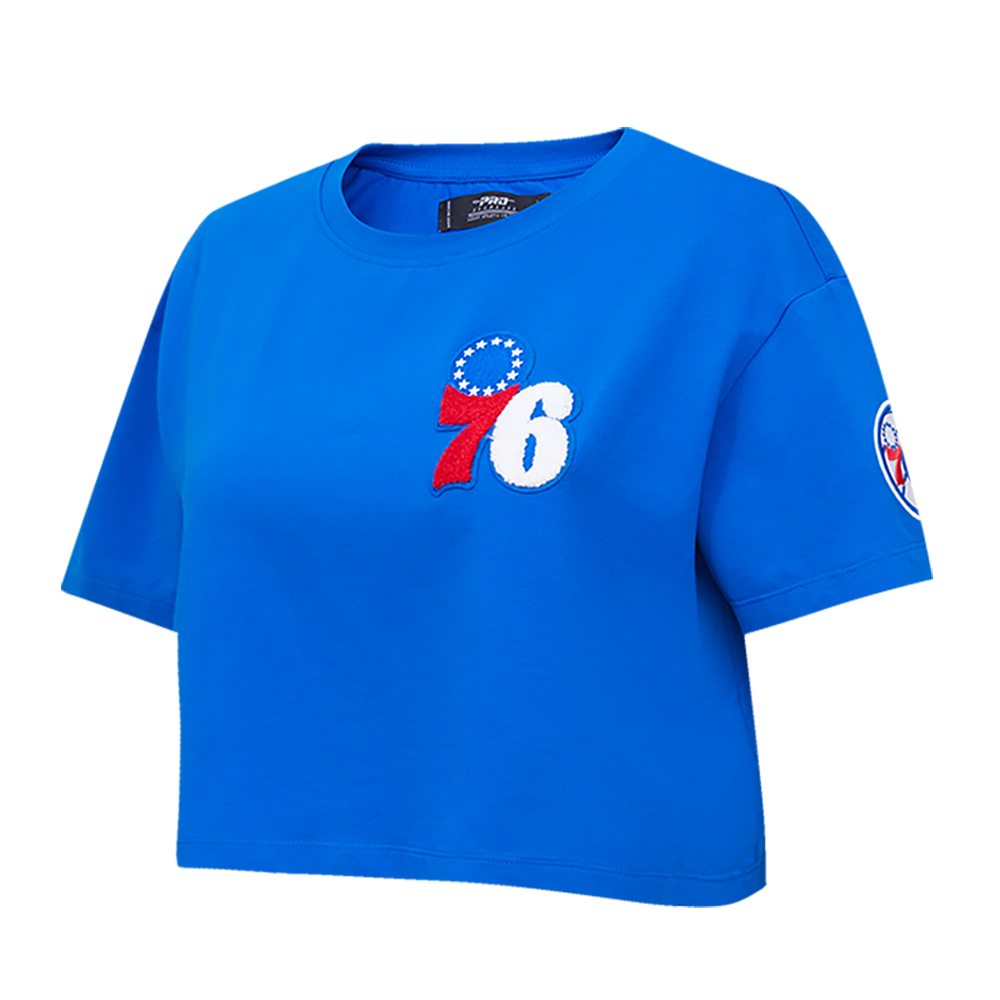 NBA PHILADELPHIA 76ERS CLASSIC WOMEN'S BOXY TEE (ROYAL BLUE)