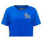 NBA PHILADELPHIA 76ERS VARSITY BLUES WOMEN'S BOXY TEE (ROYAL BLUE)
