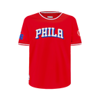 NBA PHILADELPHIA 76ERS CLASSIC T-SHIRT CÔTELÉ RAYÉ À MANCHES COURTES POUR GARÇON JUNIOR (ROUGE)