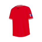 NBA PHILADELPHIA 76ERS CLASSIC T-SHIRT CÔTELÉ RAYÉ À MANCHES COURTES POUR GARÇON JUNIOR (ROUGE)