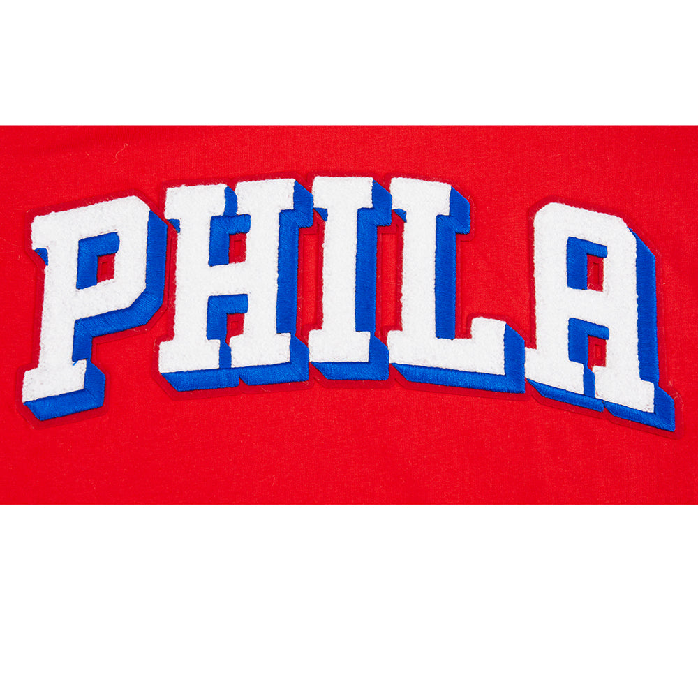 NBA PHILADELPHIA 76ERS CLASSIC T-SHIRT CÔTELÉ RAYÉ À MANCHES COURTES POUR GARÇON JUNIOR (ROUGE)