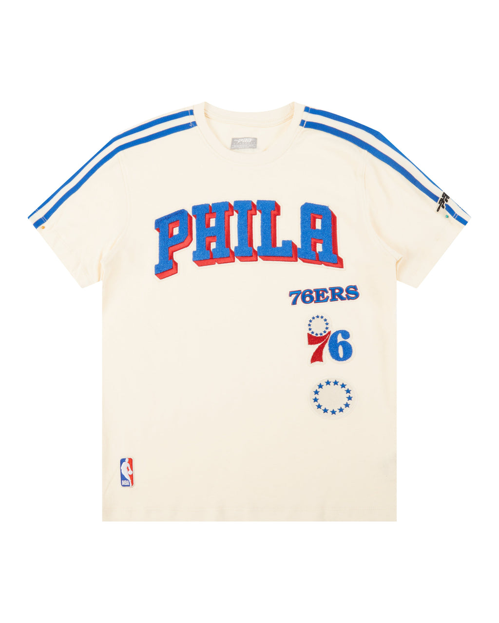 NBA PHILADELPHIA 76ERS RETRO CLASSIC SINGLE JERSEY BIG BOY'S SINGLE JERSEY TAPING TEE (EGGSHELL/ROYAL BLUE)