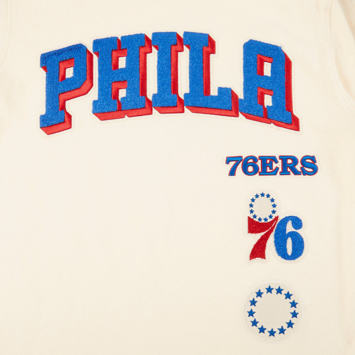 NBA PHILADELPHIA 76ERS RETRO CLASSIC SINGLE JERSEY BIG BOY'S SINGLE JERSEY TAPING TEE (EGGSHELL/ROYAL BLUE)