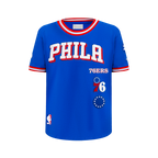 NBA PHILADELPHIA 76ERS RETRO CLASSIC BIG BOY'S SS STRIPED RIB TEE (ROYAL BLUE/RED)
