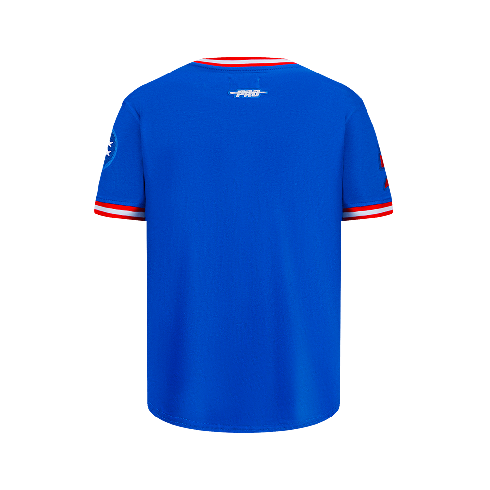 NBA PHILADELPHIA 76ERS RETRO CLASSIC BIG BOY'S SS STRIPED RIB TEE (ROYAL BLUE/RED)