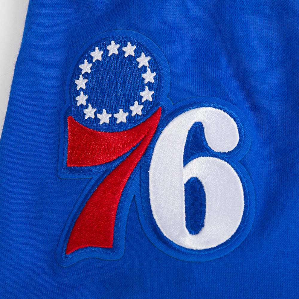 NBA PHILADELPHIA 76ERS RETRO CLASSIC BIG BOY'S SS STRIPED RIB TEE (ROYAL BLUE/RED)