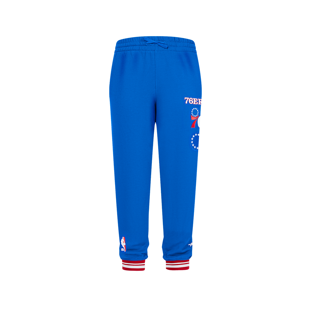 NBA PHILADELPHIA 76ERS RETRO CLASSIC PANTALON OUATÉ EN MOLLETON CÔTELÉ POUR GARÇON JUNIOR (BLEU ROYAL/ROUGE)
