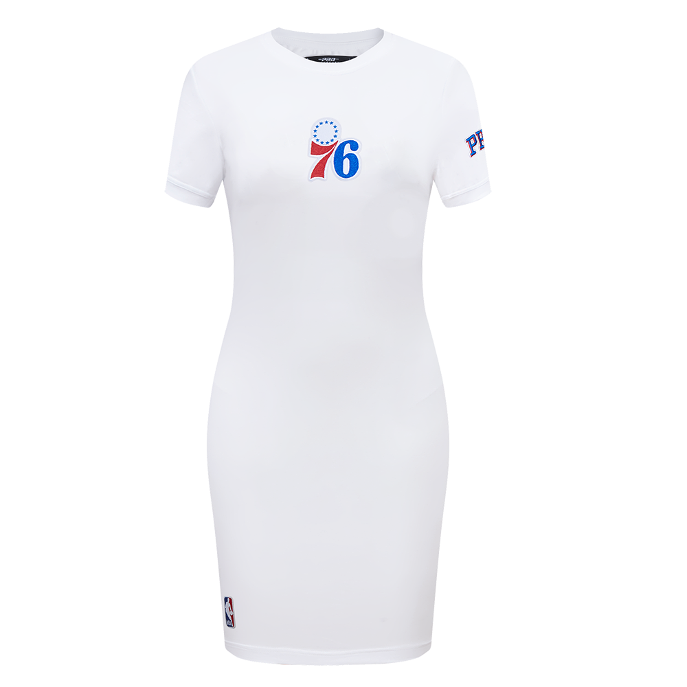 NBA PHILADELPHIA 76ERS CLASSIC CHENILLE WOMEN'S BODYCON DRESS (WHITE)