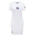 NBA PHILADELPHIA 76ERS CLASSIC CHENILLE WOMEN'S BODYCON DRESS (WHITE)