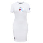 NBA PHILADELPHIA 76ERS CLASSIC CHENILLE WOMEN'S BODYCON DRESS (WHITE)