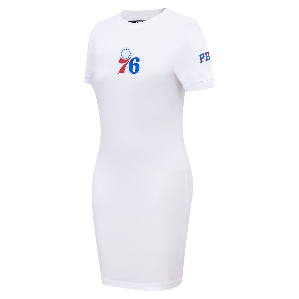 NBA PHILADELPHIA 76ERS CLASSIC CHENILLE WOMEN'S BODYCON DRESS (WHITE)