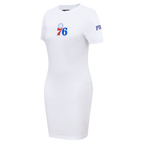 NBA PHILADELPHIA 76ERS CLASSIC CHENILLE WOMEN'S BODYCON DRESS (WHITE)