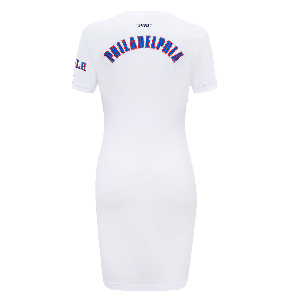 NBA PHILADELPHIA 76ERS CLASSIC CHENILLE WOMEN'S BODYCON DRESS (WHITE)