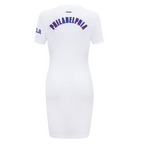 NBA PHILADELPHIA 76ERS CLASSIC CHENILLE WOMEN'S BODYCON DRESS (WHITE)