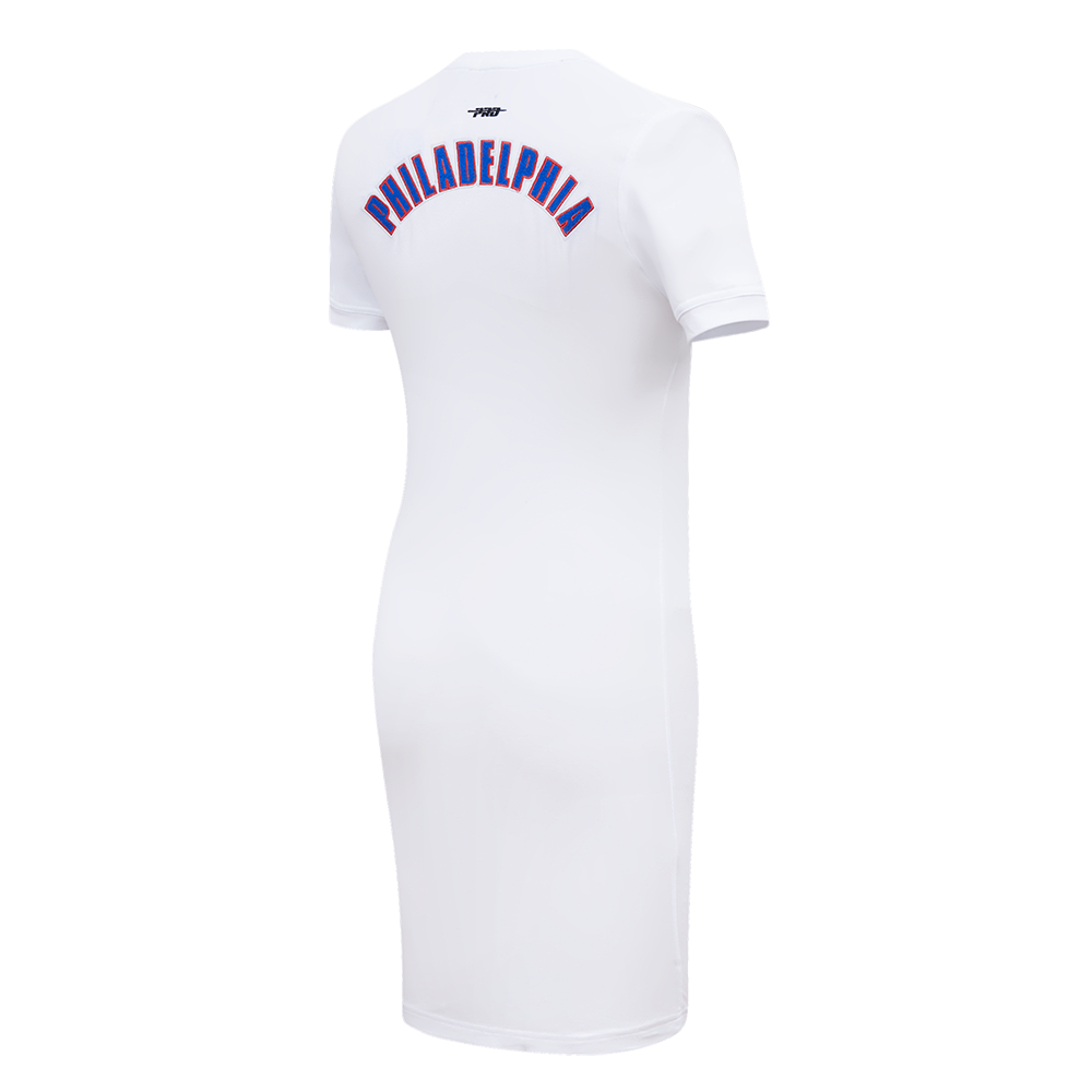 NBA PHILADELPHIA 76ERS CLASSIC CHENILLE WOMEN'S BODYCON DRESS (WHITE)