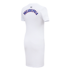 NBA PHILADELPHIA 76ERS CLASSIC CHENILLE WOMEN'S BODYCON DRESS (WHITE)