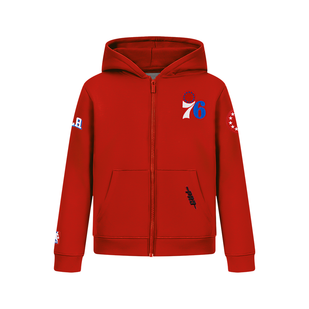 NBA PHILADELPHIA 76ERS CLASSIC BIG BOY'S FLC FZ PO HOODIE (RED)