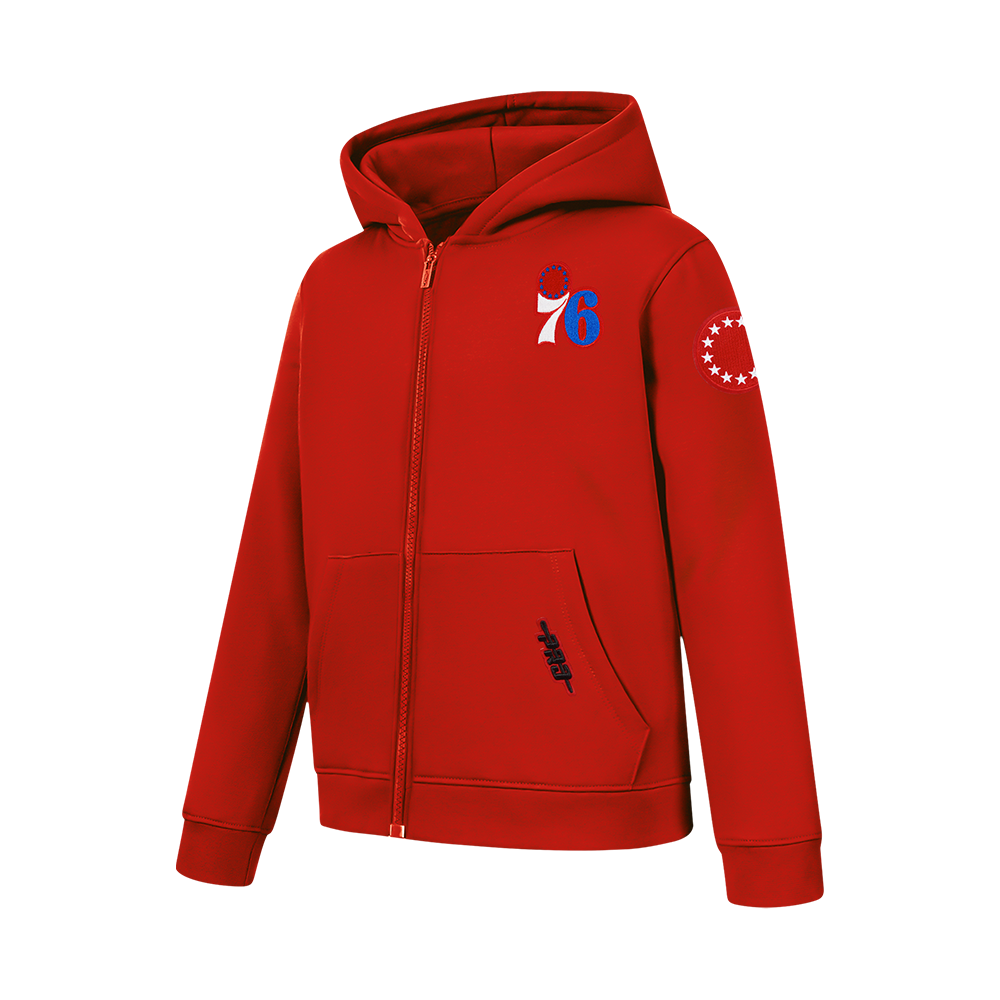 NBA PHILADELPHIA 76ERS CLASSIC BIG BOY'S FLC FZ PO HOODIE (RED)