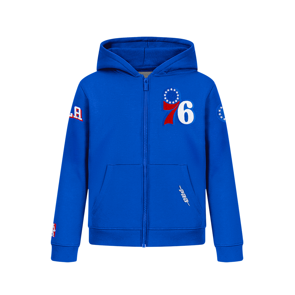 NBA PHILADELPHIA 76ERS CLASSIC BIG BOY'S FLC FZ PO HOODIE (ROYAL BLUE)