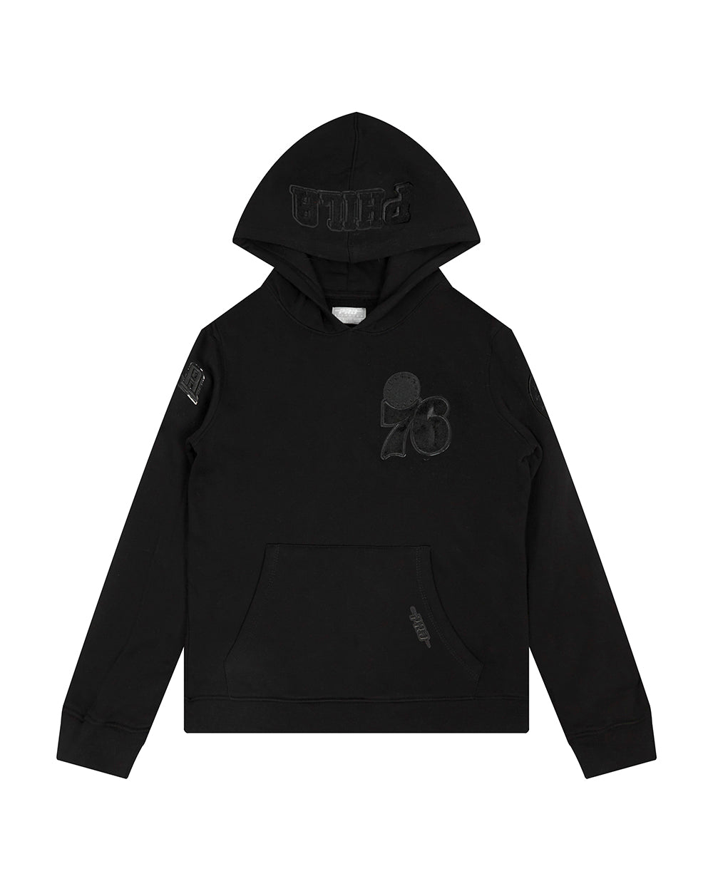 NBA PHILADELPHIA 76ERS TRIPLE BLACK BIG BOY'S FLEECE PULLOVER HOODIE (BLACK)