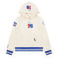 NBA PHILADELPHIA 76ERS RETRO CLASSIC BIG BOY'S RIB FLEECE PULLOVER HOODIE (EGGSHELL/ROYAL BLUE)