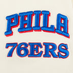 NBA PHILADELPHIA 76ERS RETRO CLASSIC BIG BOY'S RIB FLEECE PULLOVER HOODIE (EGGSHELL/ROYAL BLUE)