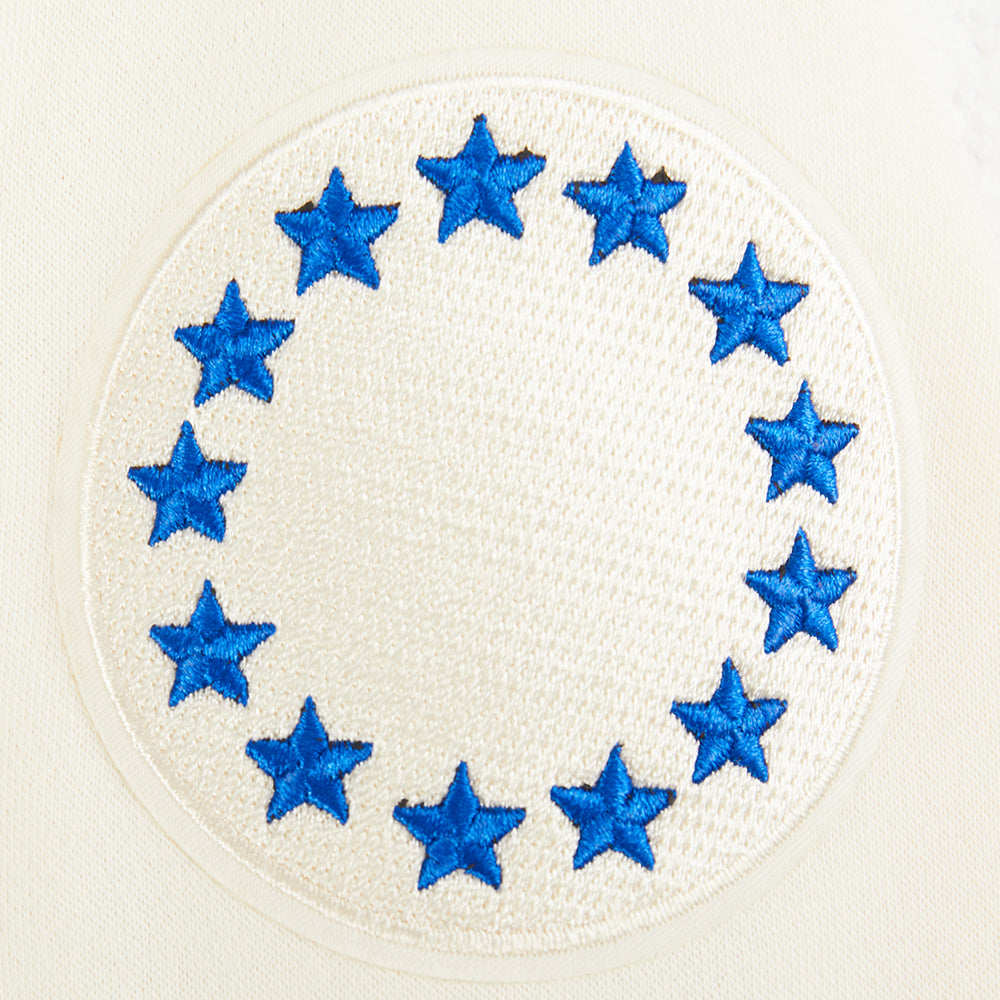 NBA PHILADELPHIA 76ERS RETRO CLASSIC BIG BOY'S RIB FLEECE PULLOVER HOODIE (EGGSHELL/ROYAL BLUE)
