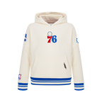 NBA PHILADELPHIA 76ERS RETRO CLASSIC BIG BOY'S RIB FLEECE PULLOVER HOODIE (EGGSHELL/ROYAL BLUE)