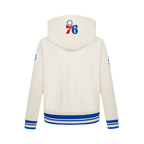 NBA PHILADELPHIA 76ERS RETRO CLASSIC BIG BOY'S RIB FLEECE PULLOVER HOODIE (EGGSHELL/ROYAL BLUE)