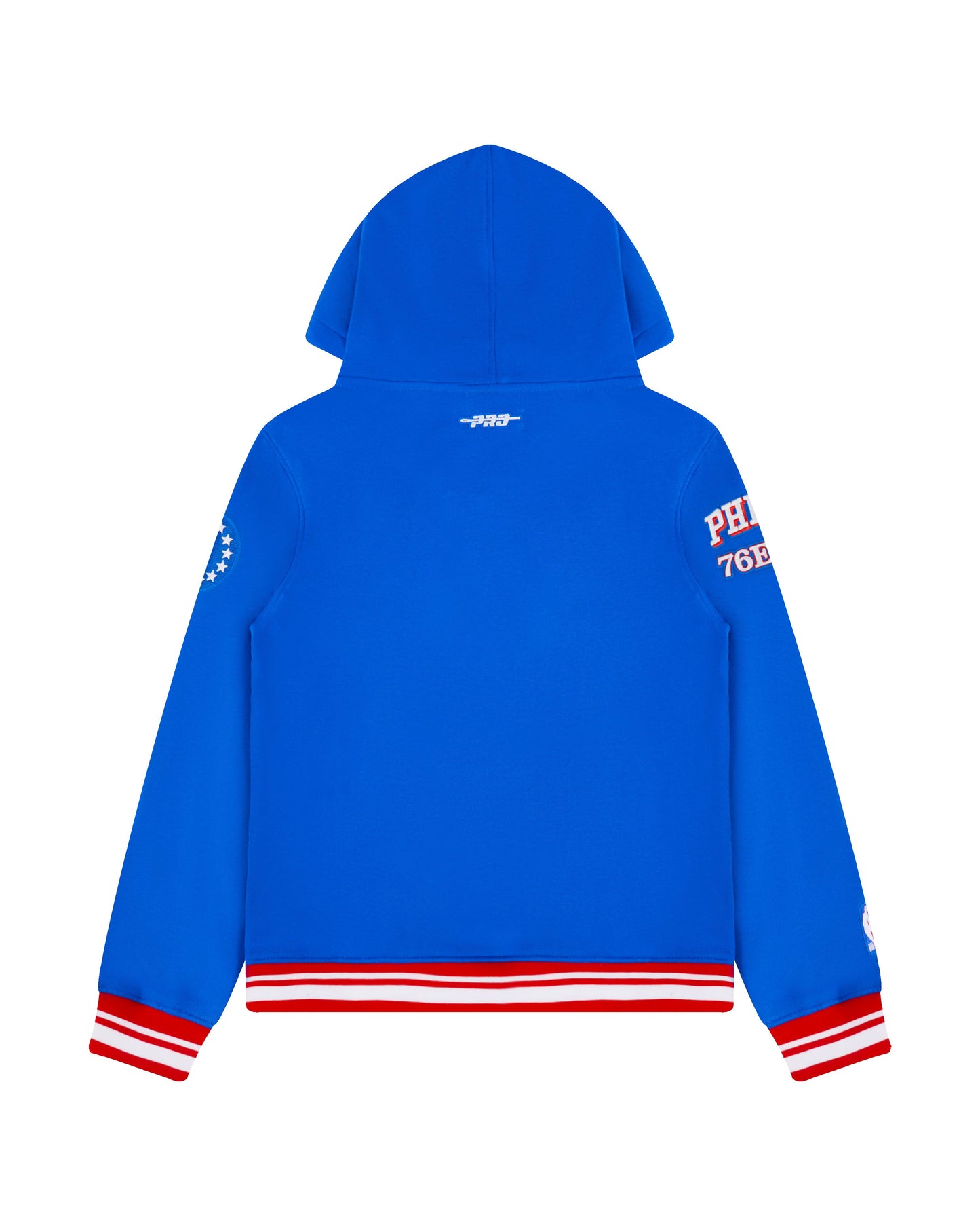 NBA PHILADELPHIA 76ERS RETRO CLASSIC BIG BOYS RIB FLEECE PULLOVER HOODIE (ROYAL BLUE/RED)