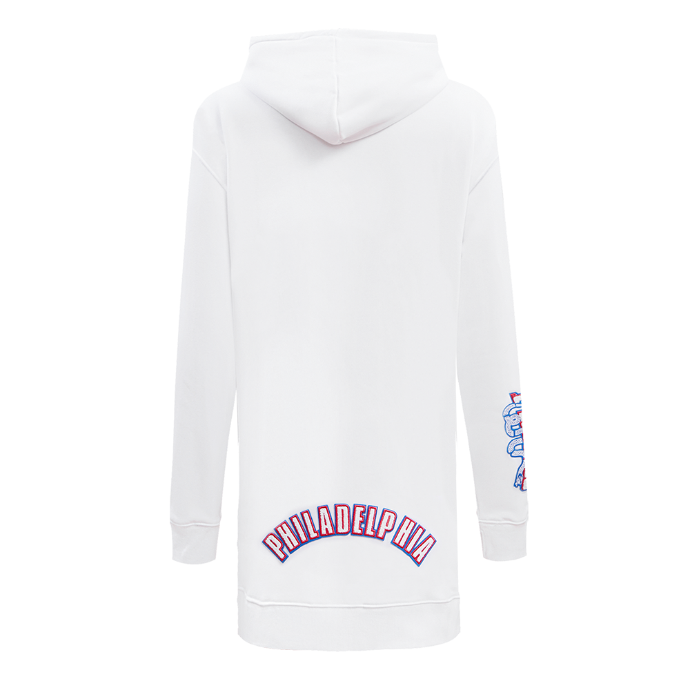 NBA PHILADELPHIA 76ERS CLASSIC WOMEN'S FLC HOODIE DRESS (WHITE)