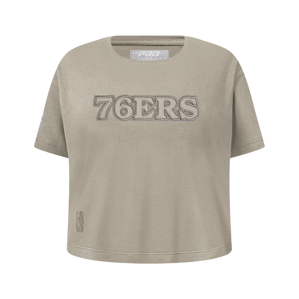 NBA PHILADELPHIA 76ERS NEUTRAL BIG GIRL'S SS BOXY TEE (TAUPE)