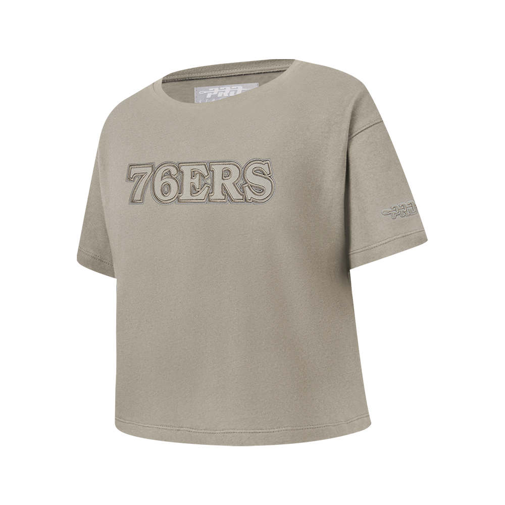 NBA PHILADELPHIA 76ERS NEUTRAL BIG GIRL'S SS BOXY TEE (TAUPE)
