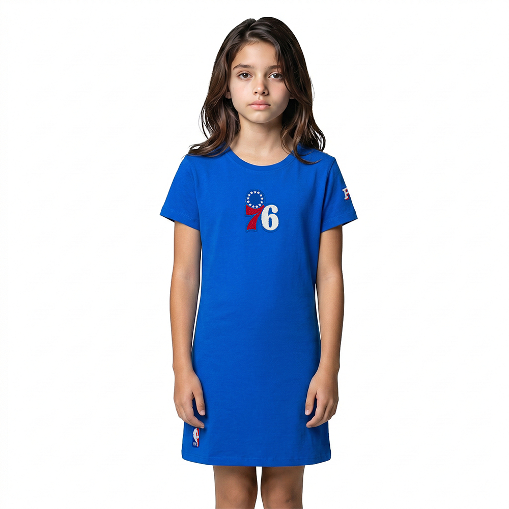 NBA PHILADELPHIA 76ERS CLASSIC BIG GIRL'S TEE DRESS (ROYAL BLUE)